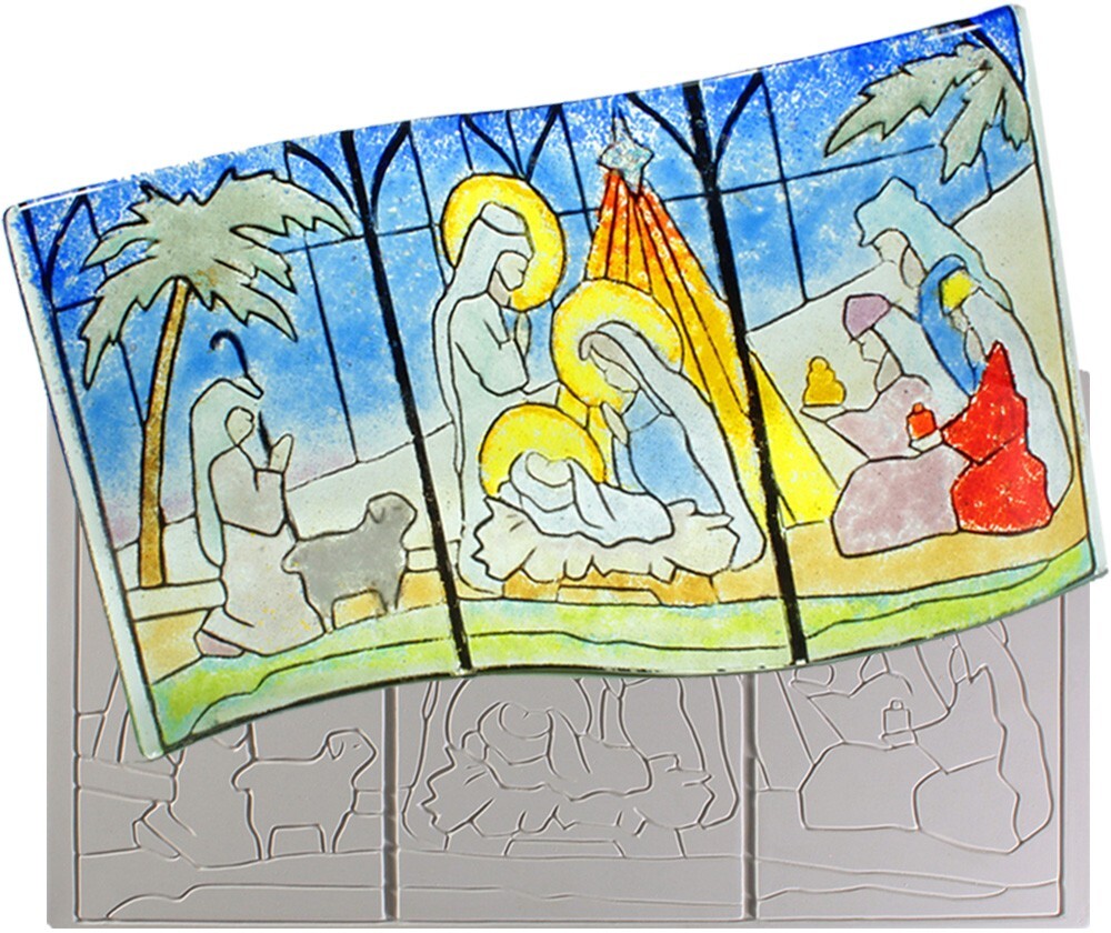 13"X 7" Deep 0.5" Nativity Texture Mold Glass Fusing