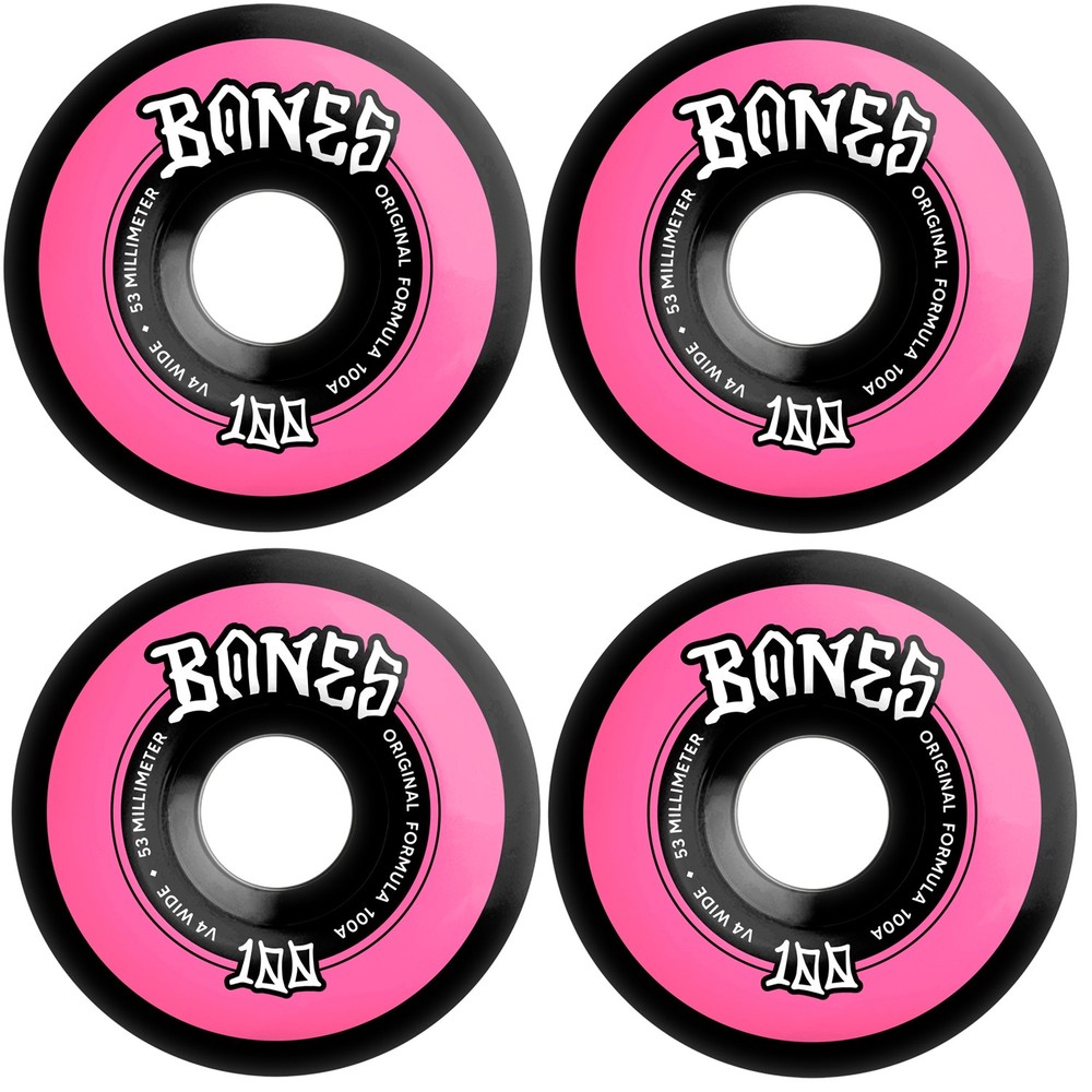 Bones Skateboard Wheels 53mm Original V4 Wide 100A Black