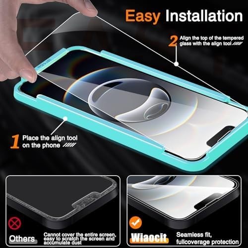 3 Pack Tempered Glass Screen Protector for Iphone 16E with 3 Pack Camera Lens Pr
