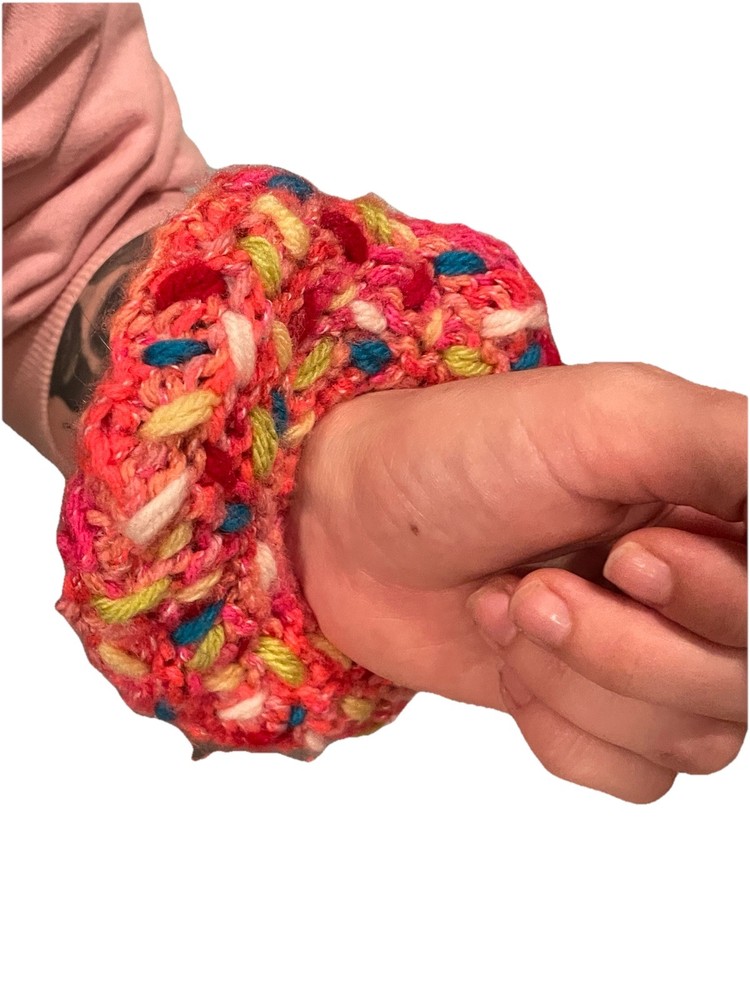 Handmade Simpson Inspired Multicolor Yarn Scrunchie (IMPERFECTLY SHAPED)