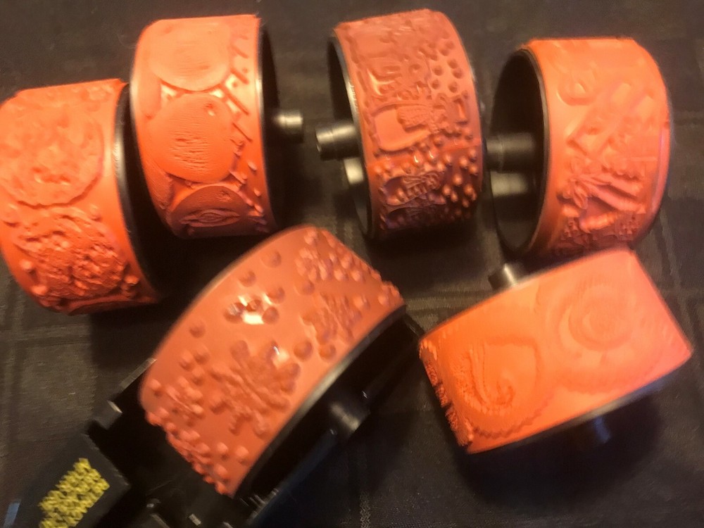 Roller Rubber Stamp Lot of 6 With Handle
