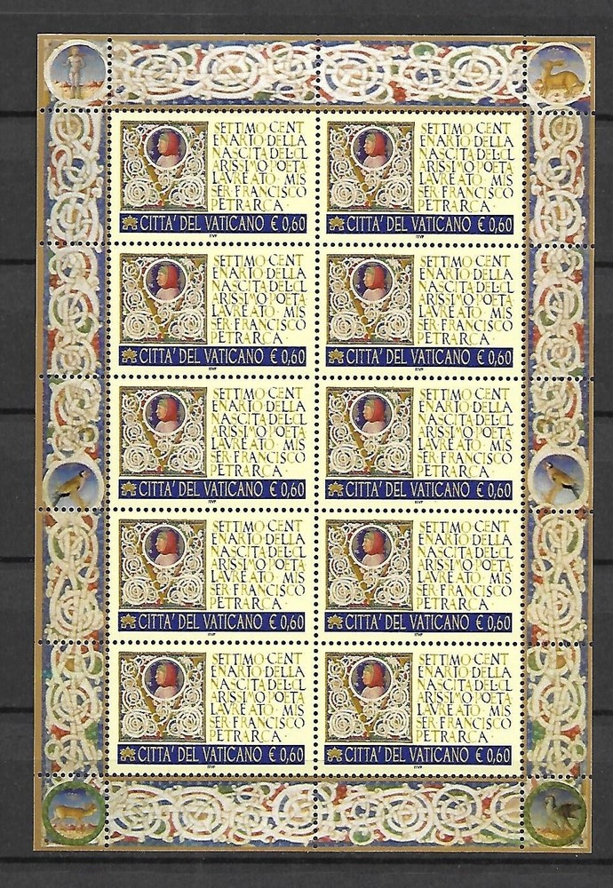 (FS404) Vatican Full sheets 2004 Francesco PetrarcaMNH