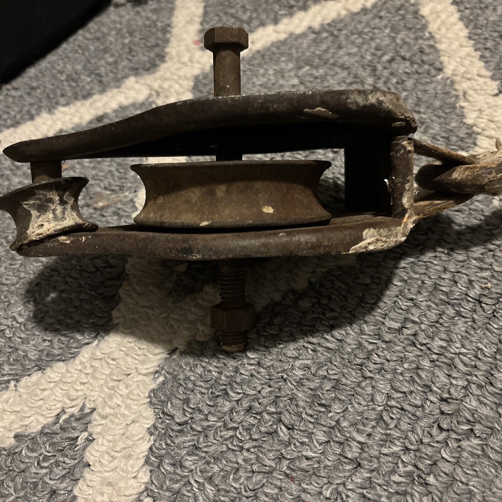 Vintage Industrial Metal Pulley & Hook