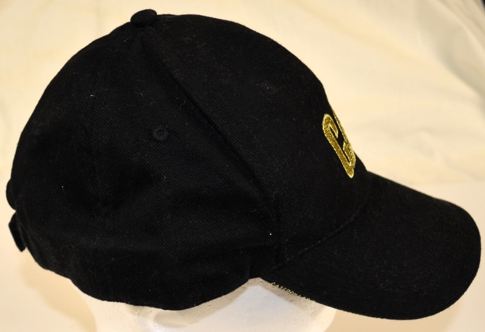 Caterpillar Cat VIP Hat Baseball Cap Hook and Loop Strapback Black Gold