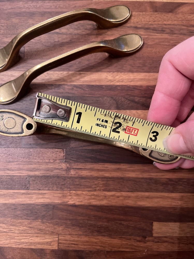 4! Antique Brass Spoon Footed Cabinet Pulls 3” On Center 16 Available