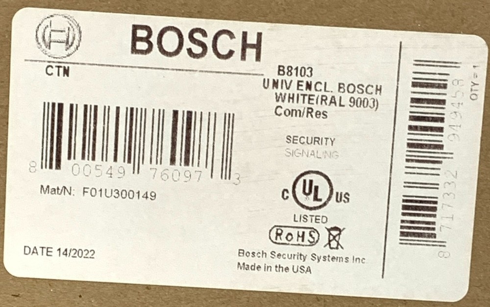 Bosch B8103 Universal Enclosure White, (RAL9003) Com/Res