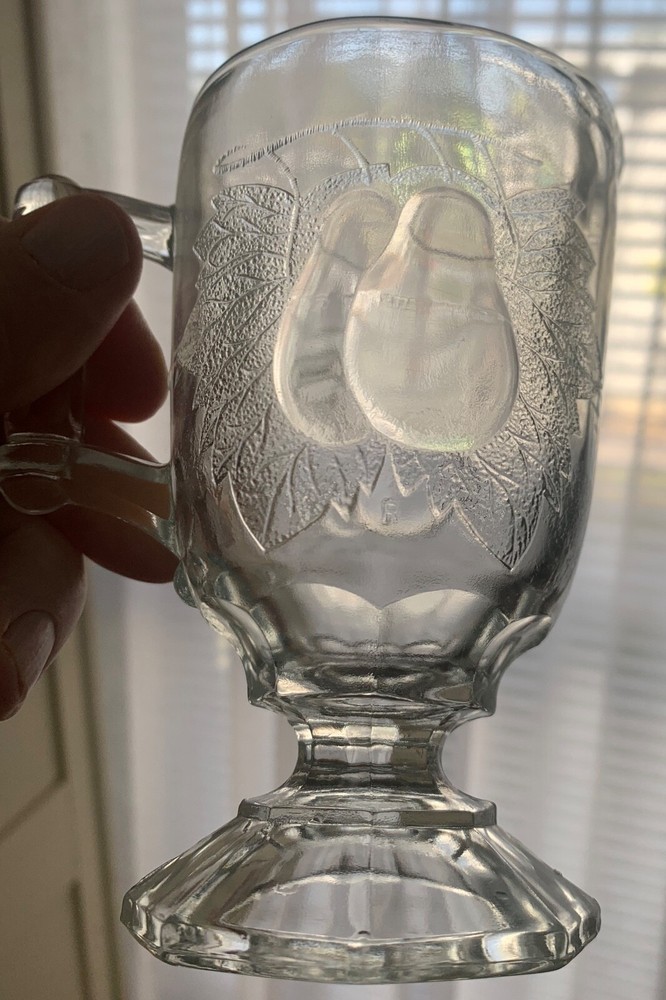 Antique Pressed Glass Creamer/Sugar Bowl Baltimore Pear Pattern EAPG Servingware