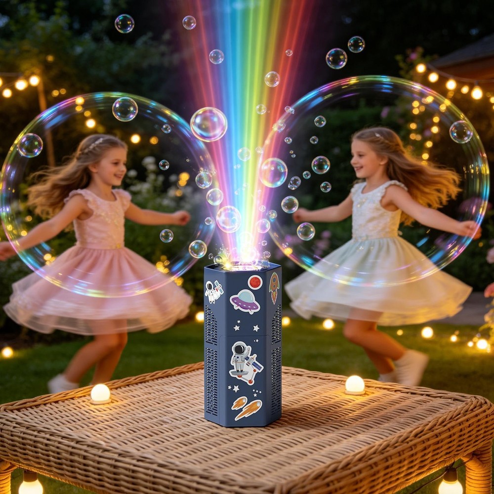 Firework Bubble Machine 12 Holes Automatic Blowing Toy With Astronaut Stickers