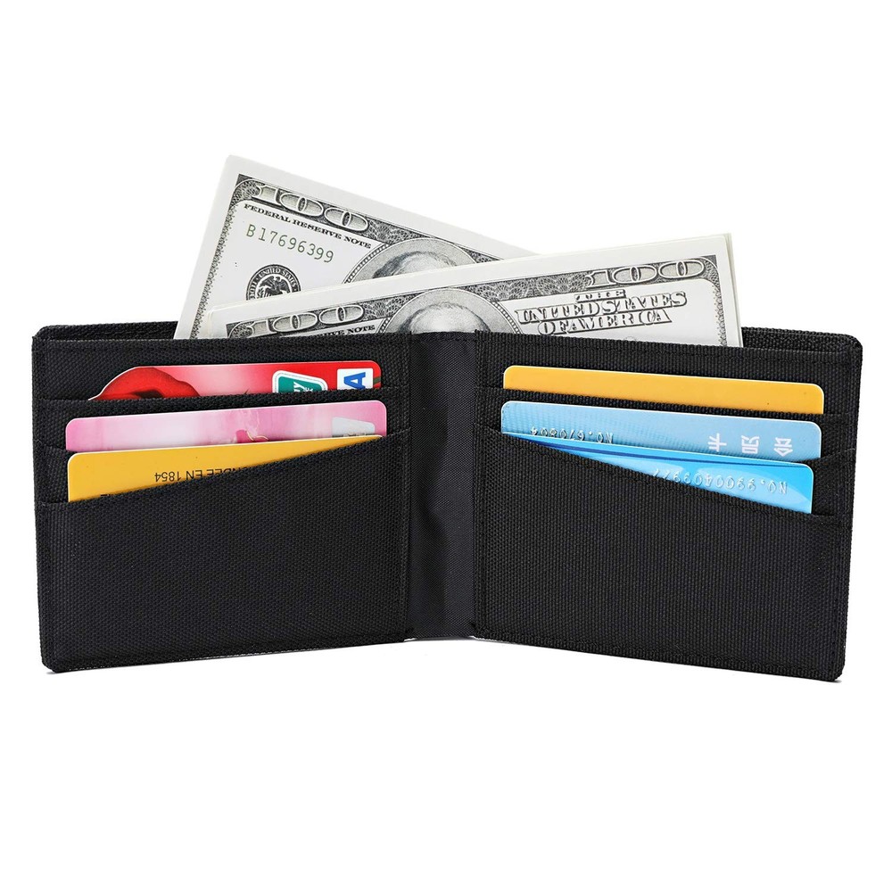 Lanyani Minimalist Fabric Wallet Bifold RFID Blocking black