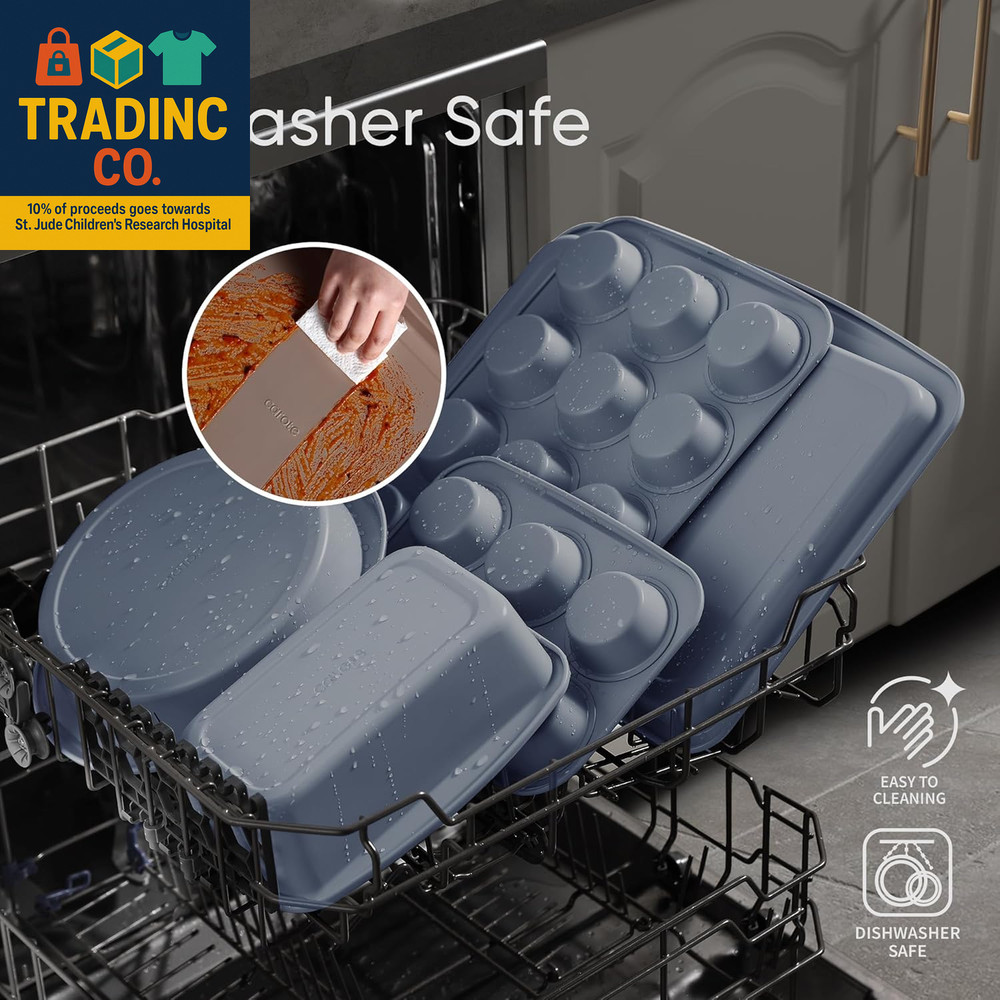 7-Piece Nonstick Stackable Baking Pans Set - Bakeware Sets Including Cookie Shee