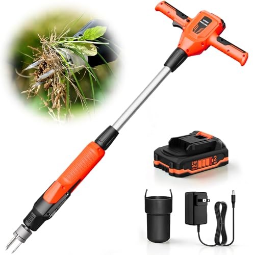 Weed Puller Tool, 21V Powerful Electric Weeder Tool with 2.0Ah Battery Orange