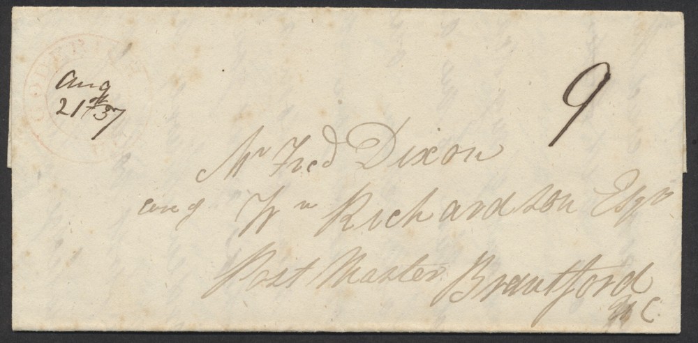 1837 Goderich (Huron) UC Double Circle Postmark ERD On SFL to Brantford