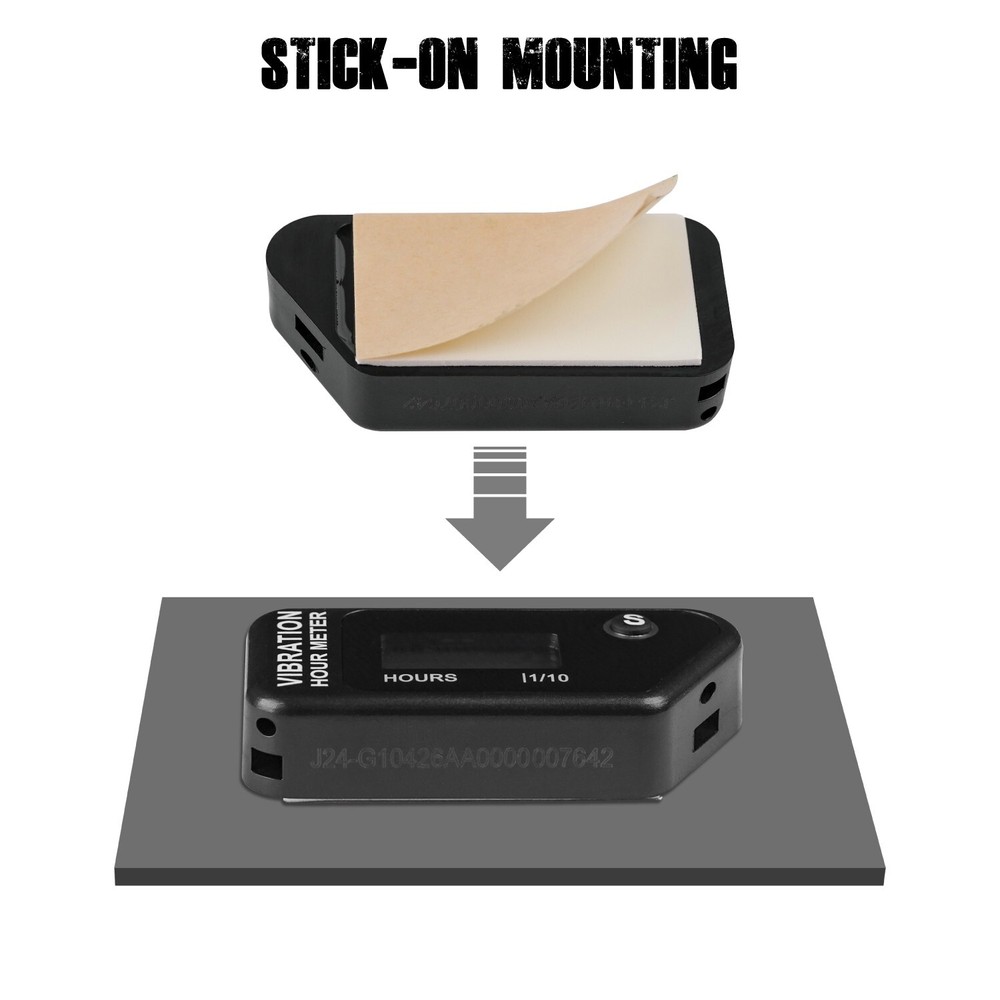 LCD Wireless Vibration Hour Meter Partial Hours Record Data Storage Waterproof