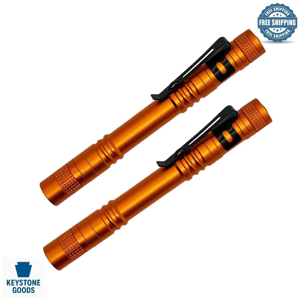 2-pack LED Pocket Pen Light Flashlights - Waterproof, 500 Lumens, Compact &