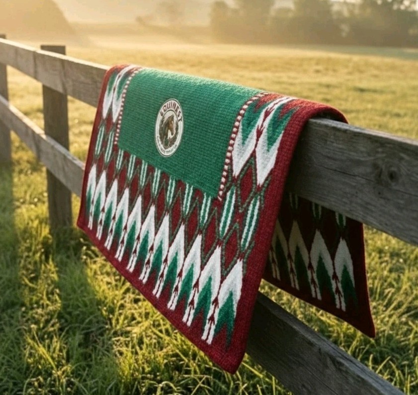 ranch saddle pad Green White Red 34×38 & Other Sizes