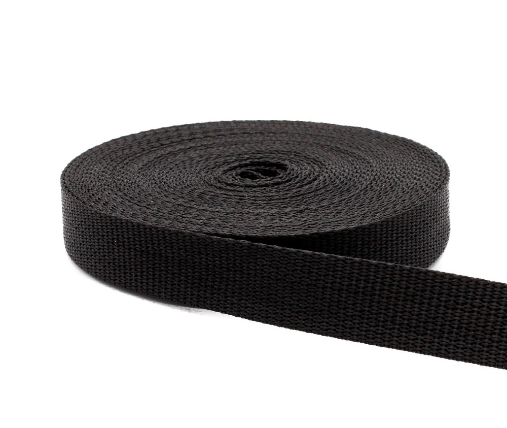 Black Polypropylene Light Weight Webbing 1/2, 3/4, 1, 1.5, 2, 3, 4 Inch Width