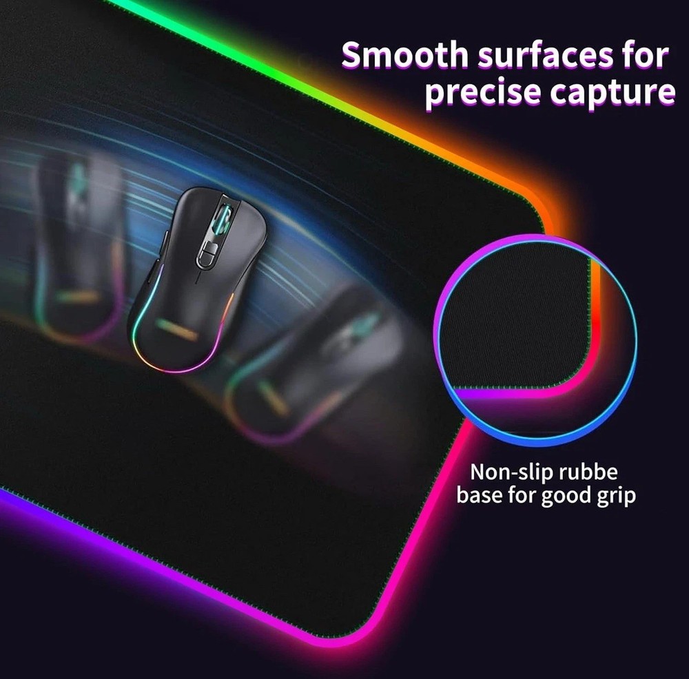 Gaming Mouse Pad RGB LED Light Oversized Glowing 12 Lighting Modes