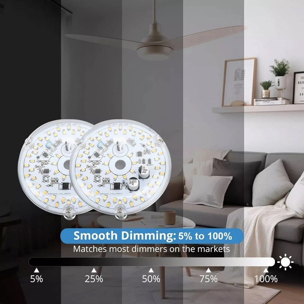 3.93‘’ LED Ceiling Fan Light LED Module Light Panel 3000K-6000K/120V/18W/2000LM*