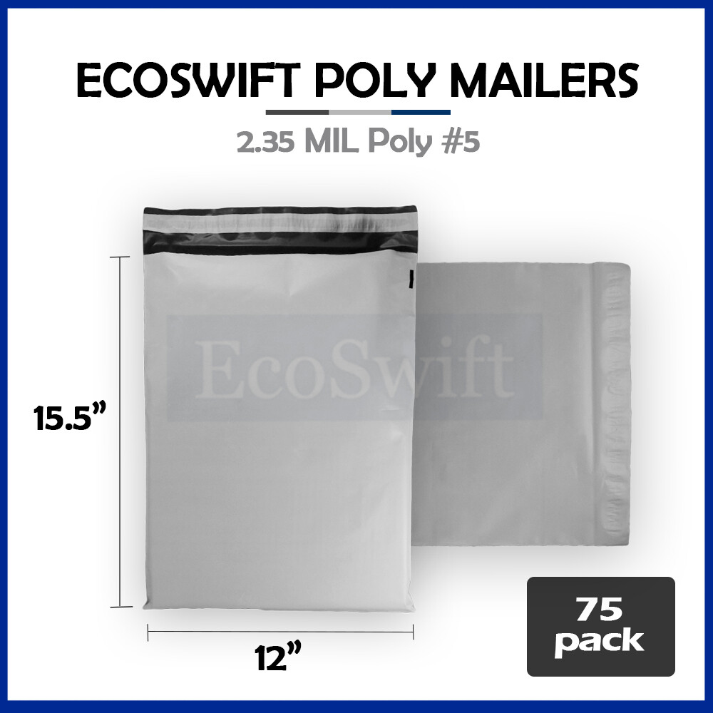 75 12x16 ECOSWIFT WHITE POLY MAILERS SHIPPING ENVELOPES BAGS