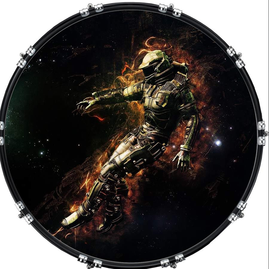 20" Custom Bass Kick Drum Front Head Graphic Graphical Warrior Space