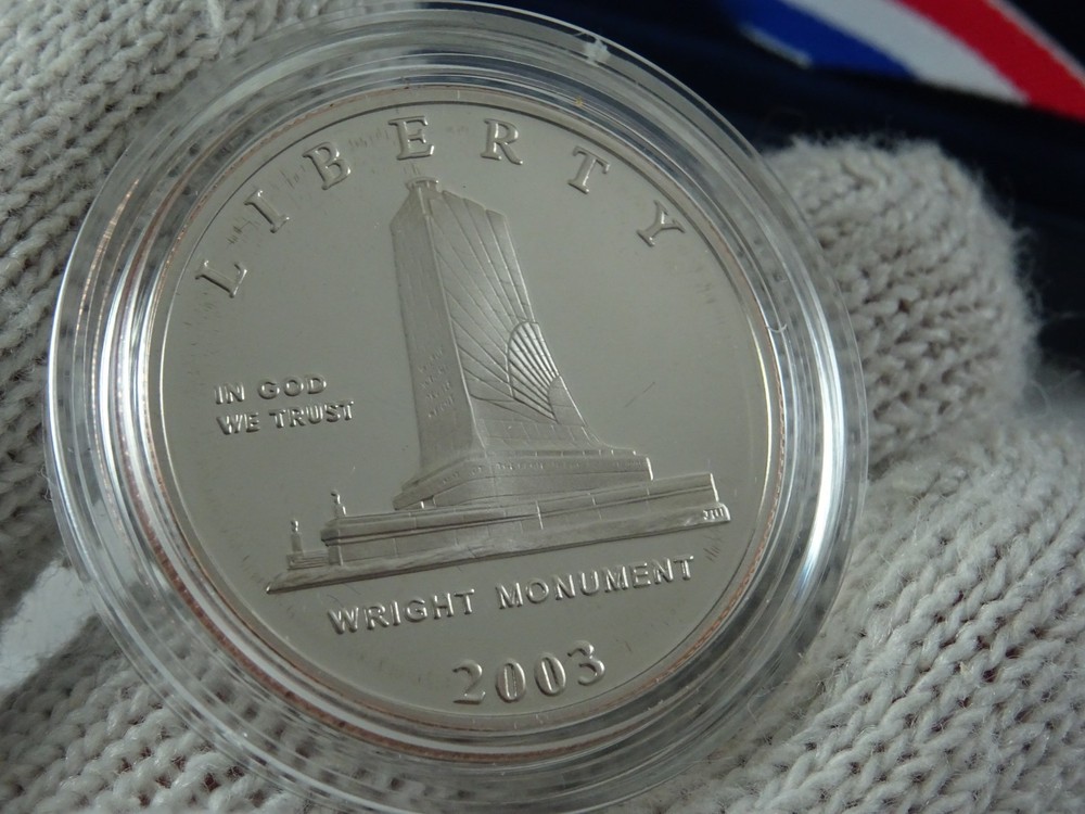2003 First Flight Silver Dollar Proof Coin & Liberty Wright Monument Half Dollar