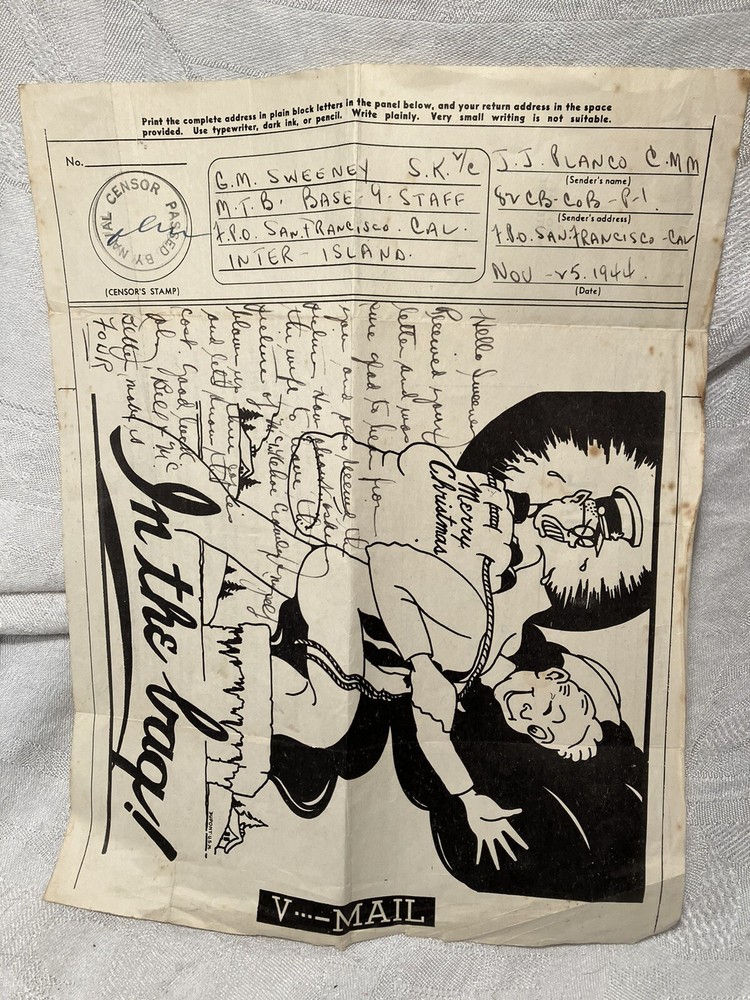 Vintage US Navy V-Mail Letter 1944