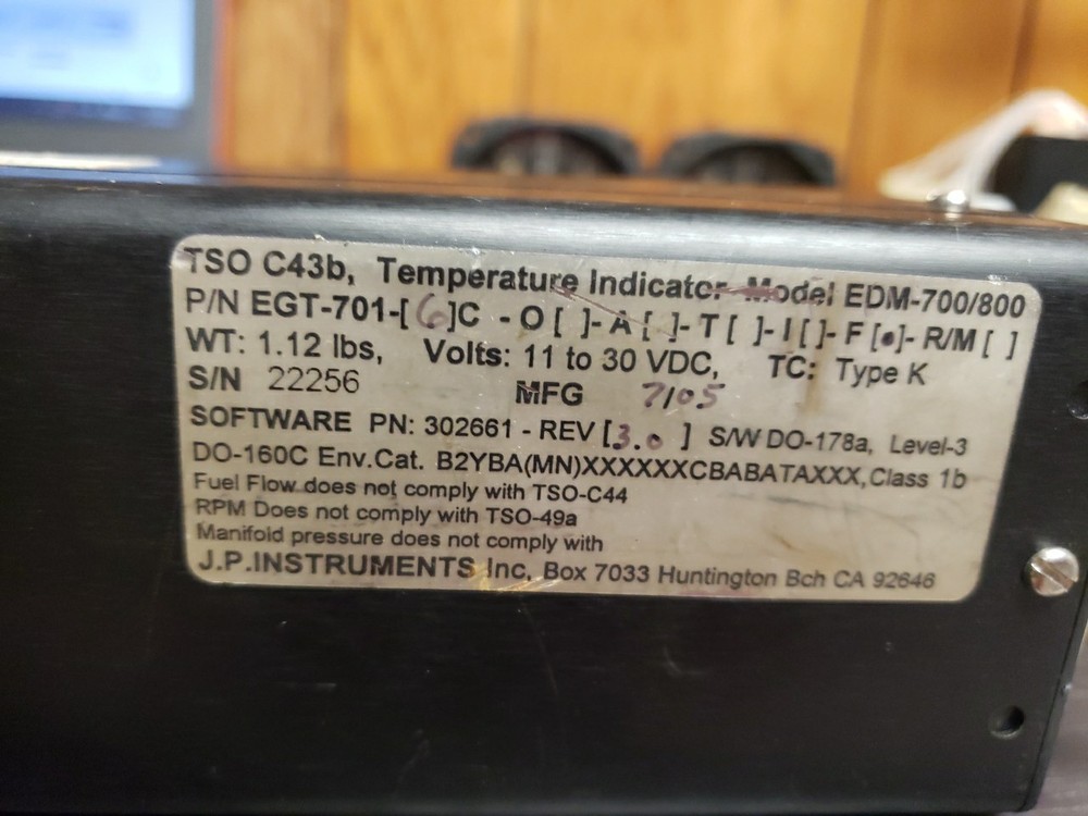 TSO C436 EDM 700/800 PN#EGT-701-6