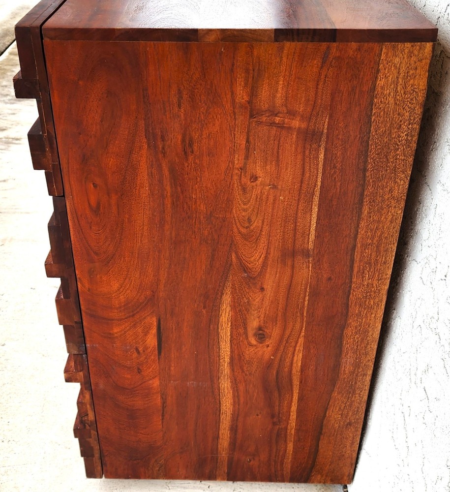 MCM Solid Exotic Wood Bachelor Chest & Nightstands Bedroom Suite