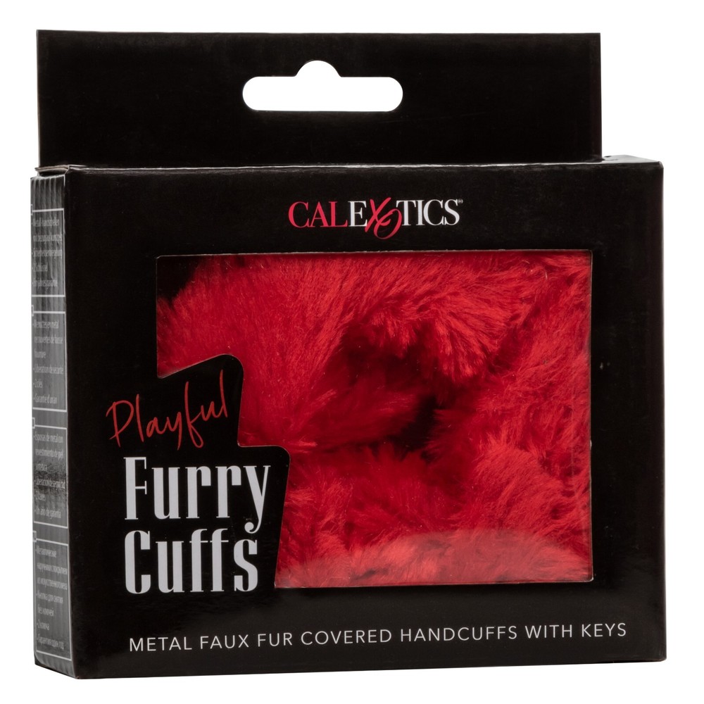CalExotics Playful Furry Cuffs Restraints Red