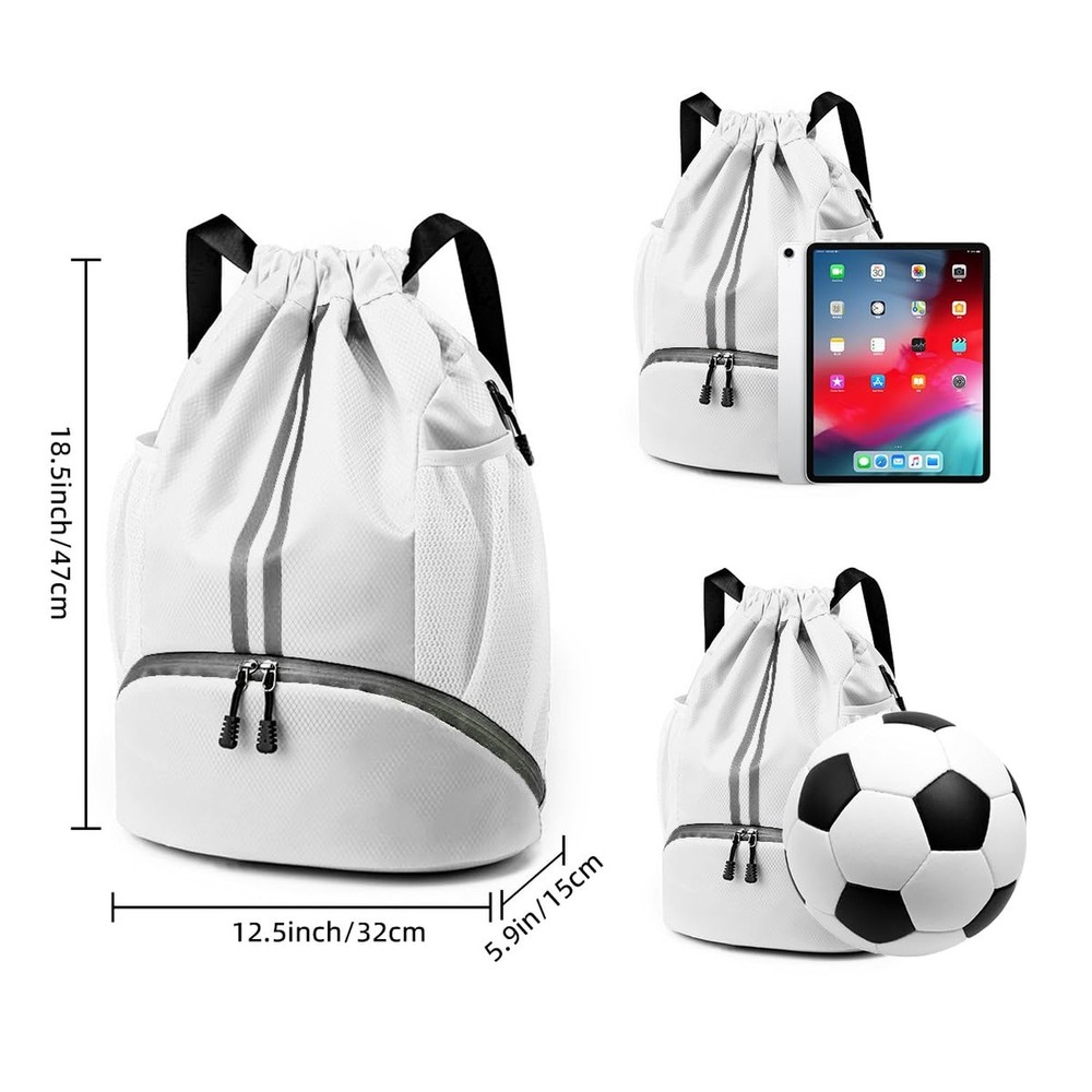 Valleycomfy Sports Drawstring Backpack - Water Resistant String Bag with Shoe...