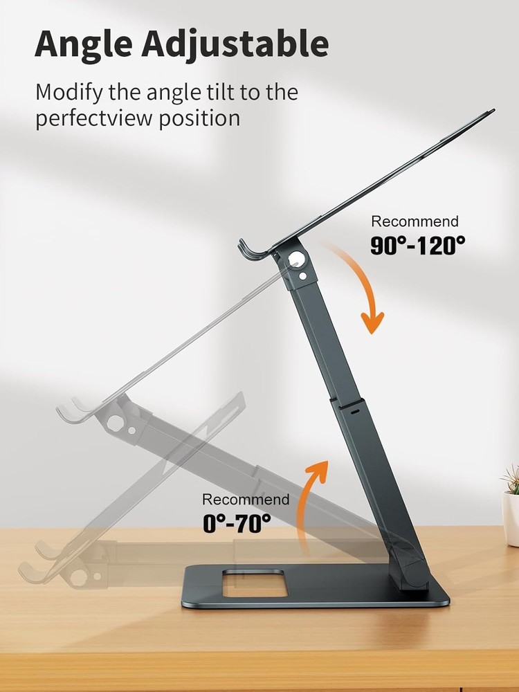 Laptop Stand Desk Adjustable Height Telescopic Computer Stand W/ Pull Out Design