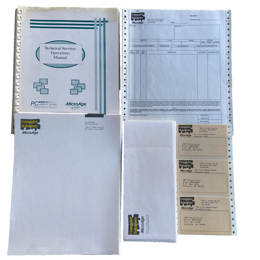 Vintage MicroAge Computer Solutions Technical Services Operations Manual Paper E