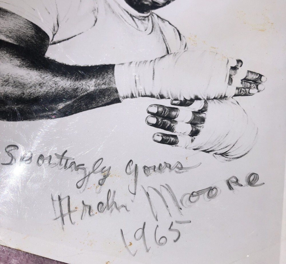 Vintage ARCHIE MOORE Signed Print Photo Dated 1965