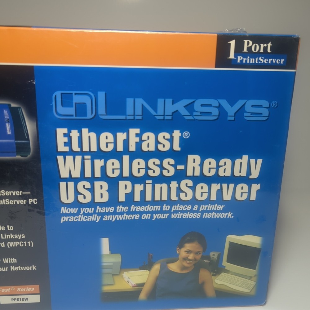 Linksys EtherFast Wireless Ready USB 1 Port PrintServer PPS1UW Sealed
