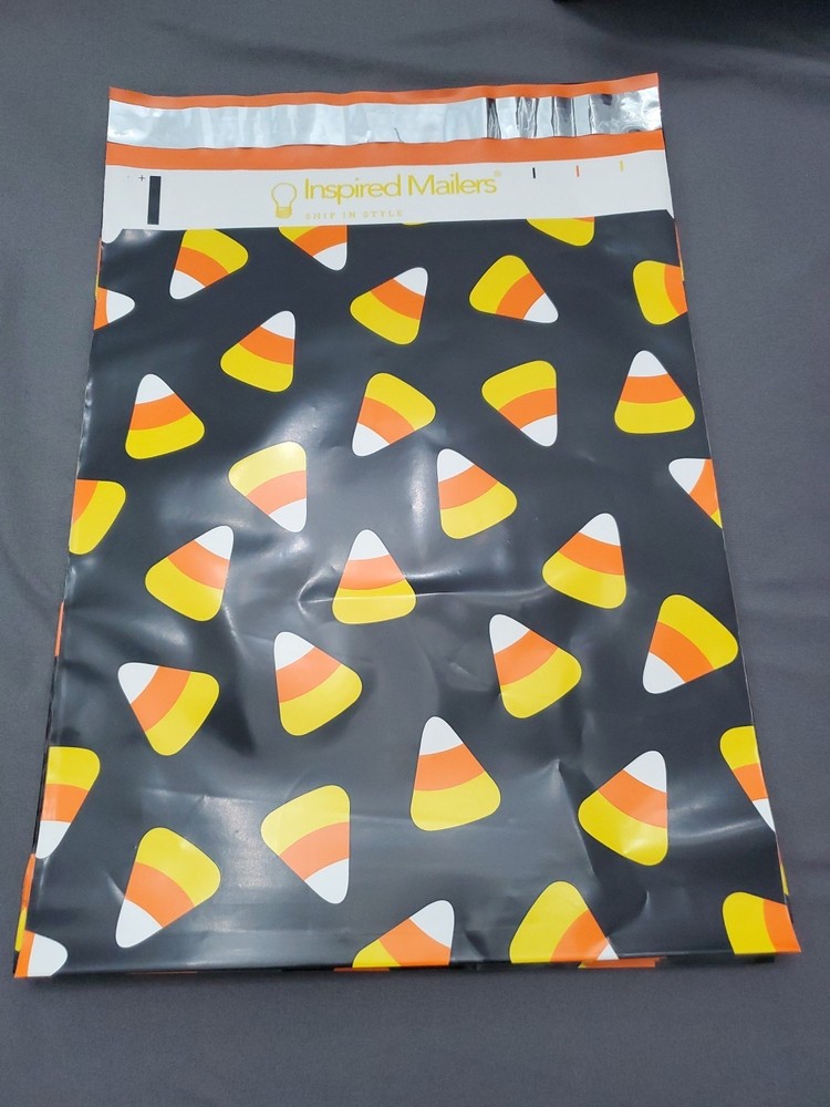 10pcs Halloween Poly Bags Candy Corn 10x13