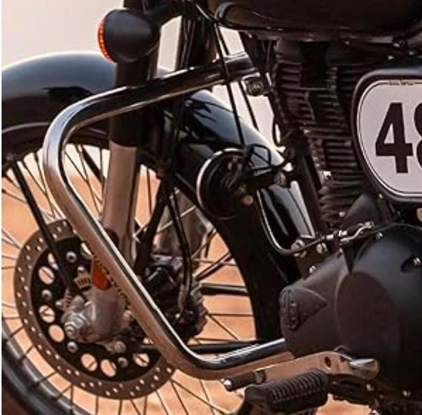 "SILVER TRAPEZIUM ENGINE GUARD" FIT FOR R.E CLASSIC/BULLET/ELECTRA 350 & 500 UCE