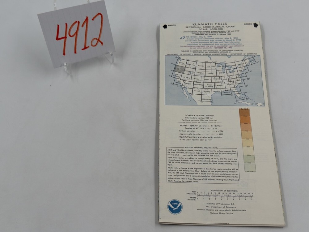 NOAA Sectional Aeronautical Chart Scale 1:500,000 - Klamath Falls, 42nd Ed. 1990