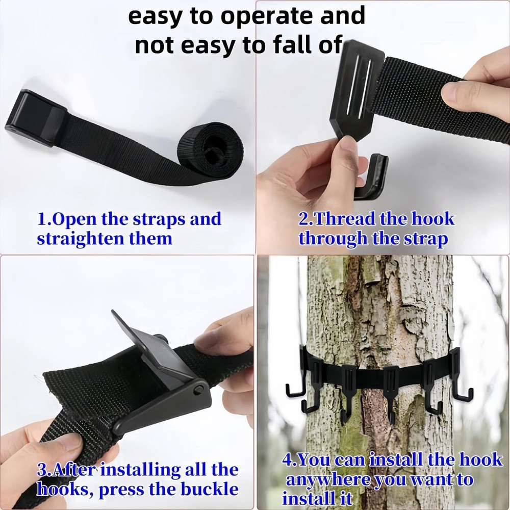 Tree Stand Strap Hook Hangers Hunting Bow Hanger Adjustable Webbing Straps Bow