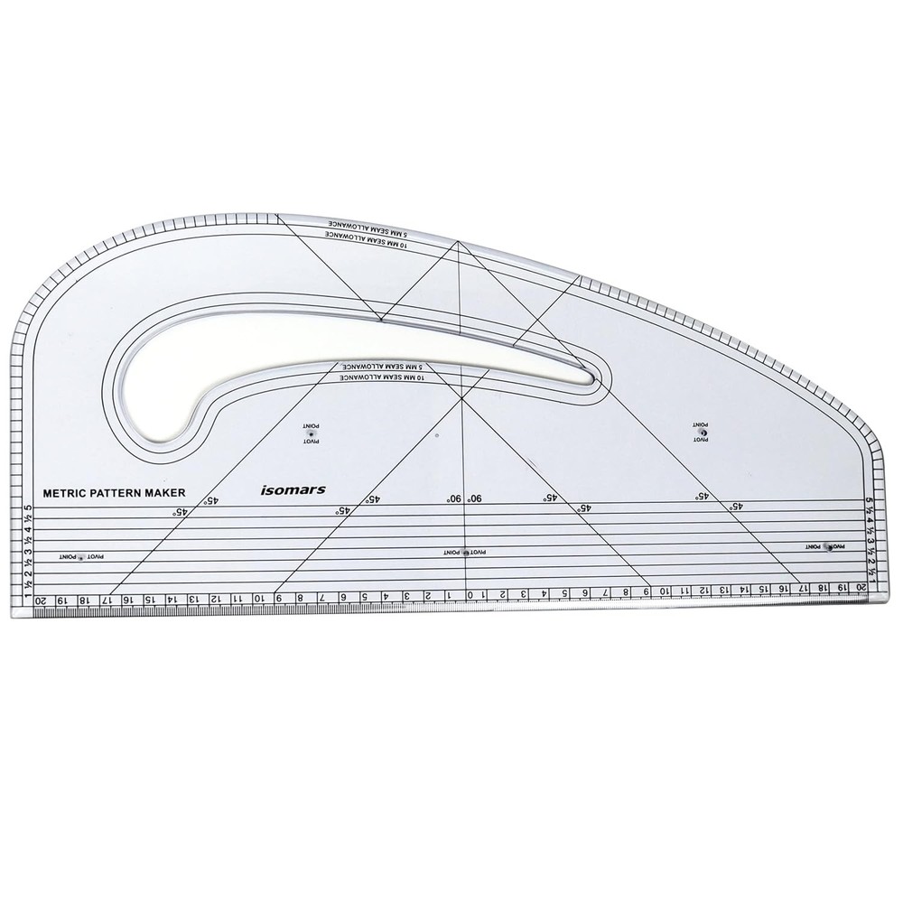 All in One Pattern Maker Ruler 43cm Clear Perspex Tailoring Drafting Tool
