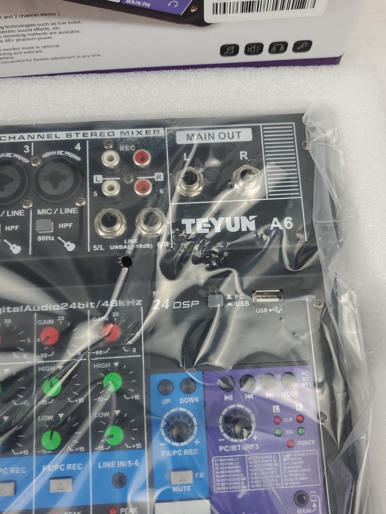 TEYUN A6 Professional 6-Channel Mixing Console w/ Effects Processor (NEW)