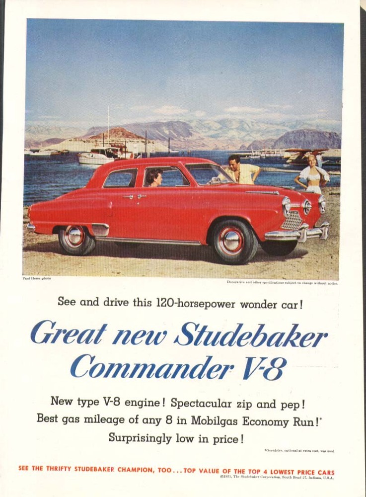 Studebaker Commander V-8 See and drive! Ad 1951