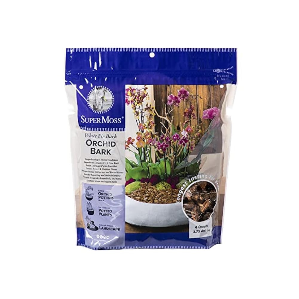 Orchid Growing Medium, 4 Quart, Natural Bark for Excellent Air Circulation