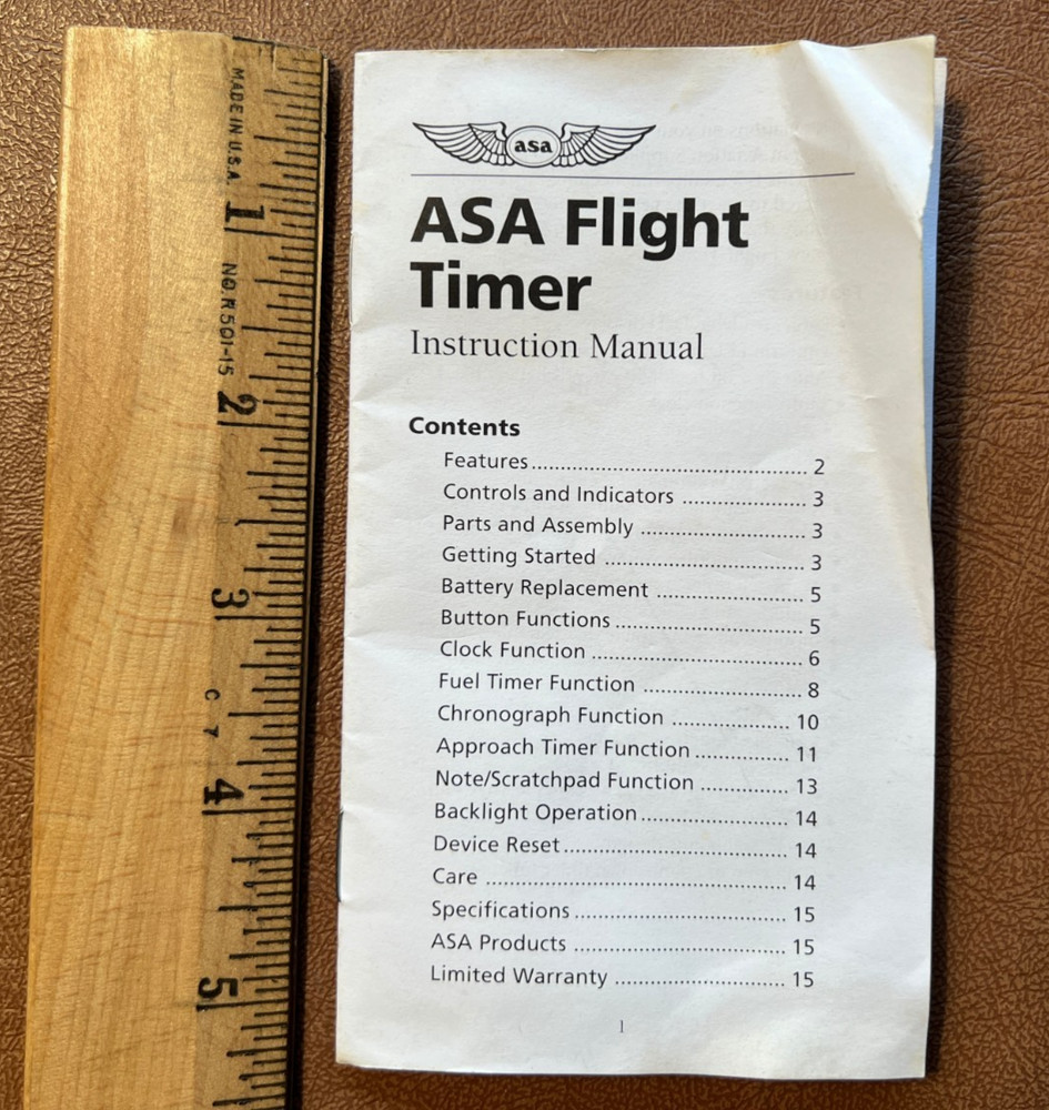 ASA Flight Timer-2 Aviation Flight Timer - instructions ONLY