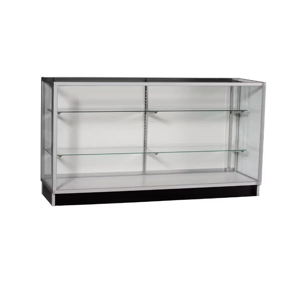 Extra Vision Glass Display Showcase with Silver Aluminum Frame