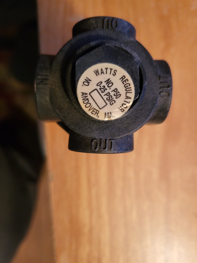Watts P50 1/4 Inch 2way fluid pressure regulator 0-25psi