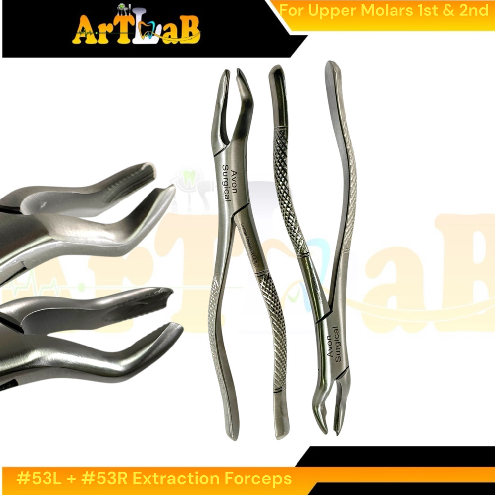 2PK - Molar Extraction Forceps #53L & 53R - Upper Left & Right - Serrated