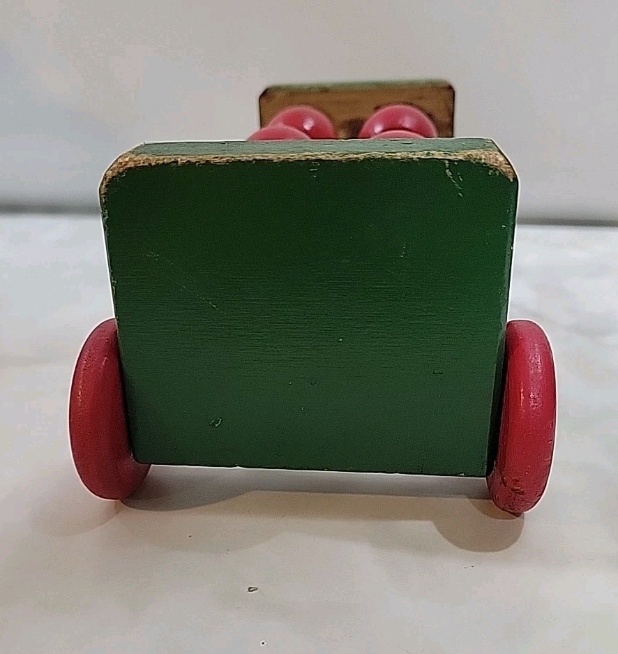 Vintage 1950s "Peg A Way" Wooden Pull Toy A Right Time Toy Missing Pull String