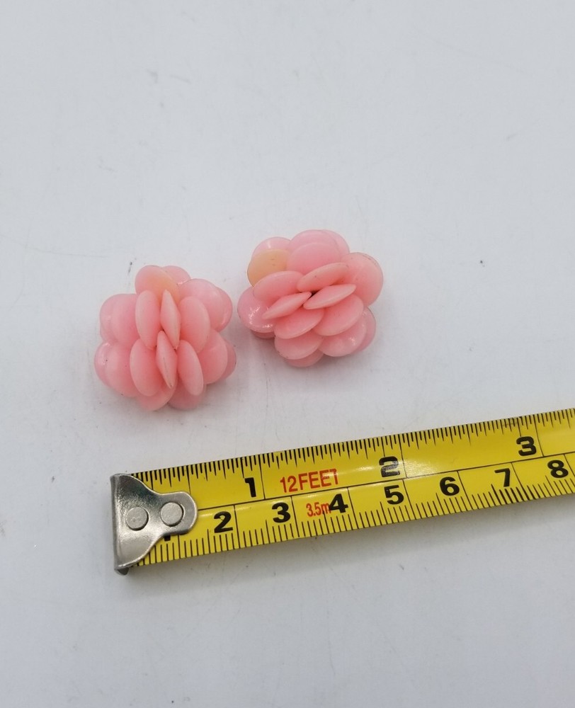Pink Flower Clip On Earrings