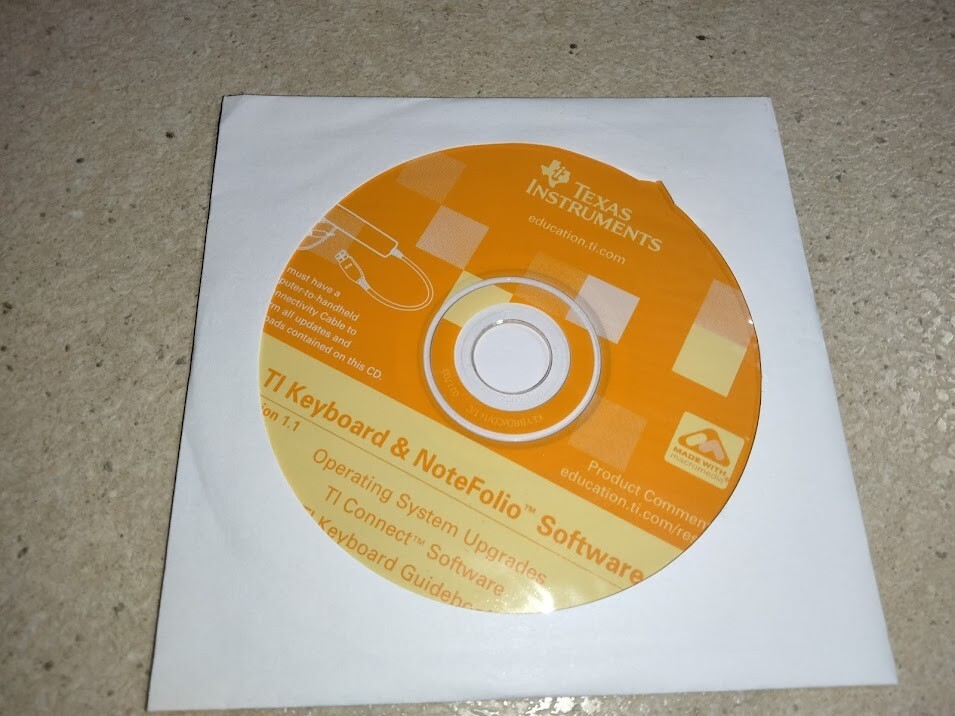 Texas Instruments TI Keyboard & Notefolio Software CD Operating System Guidebook