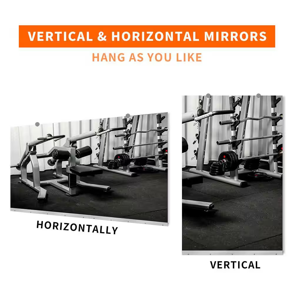 24 In. W X 48 In. H Rectangular Frameless Tempered HD Wall Mirror/Gym Mirror/Dan